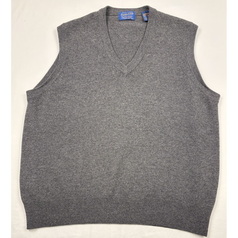*VTG 90s Pendleton 100% Lambswool Gray Sweater Vest XXL Preppy Academia